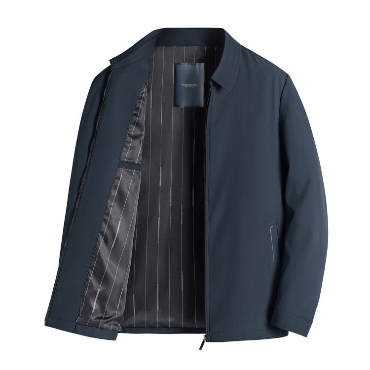 罗蒙 【垂感丝滑】无痕领经典老干部夹克男商务外套男士夹克春秋男外套