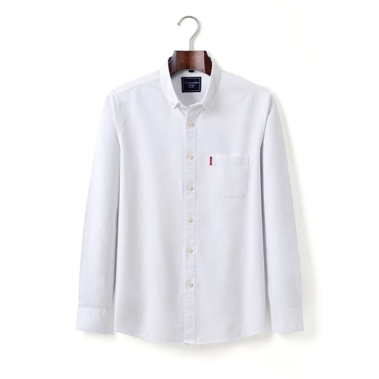 罗蒙 【高棉牛津纺】纯色休闲衬衫男长袖休闲衬衣男士衬衫长袖男士衬衣