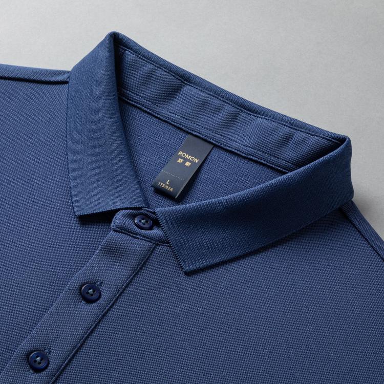 罗蒙 【含桑蚕丝】常青款长袖polo衫男款运动t恤男长袖男t恤长袖