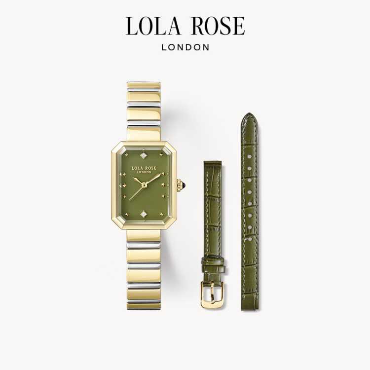 Lola Rose罗拉玫瑰 【手表+表带套装】方糖小绿表女士手表女方形轻奢高级礼物