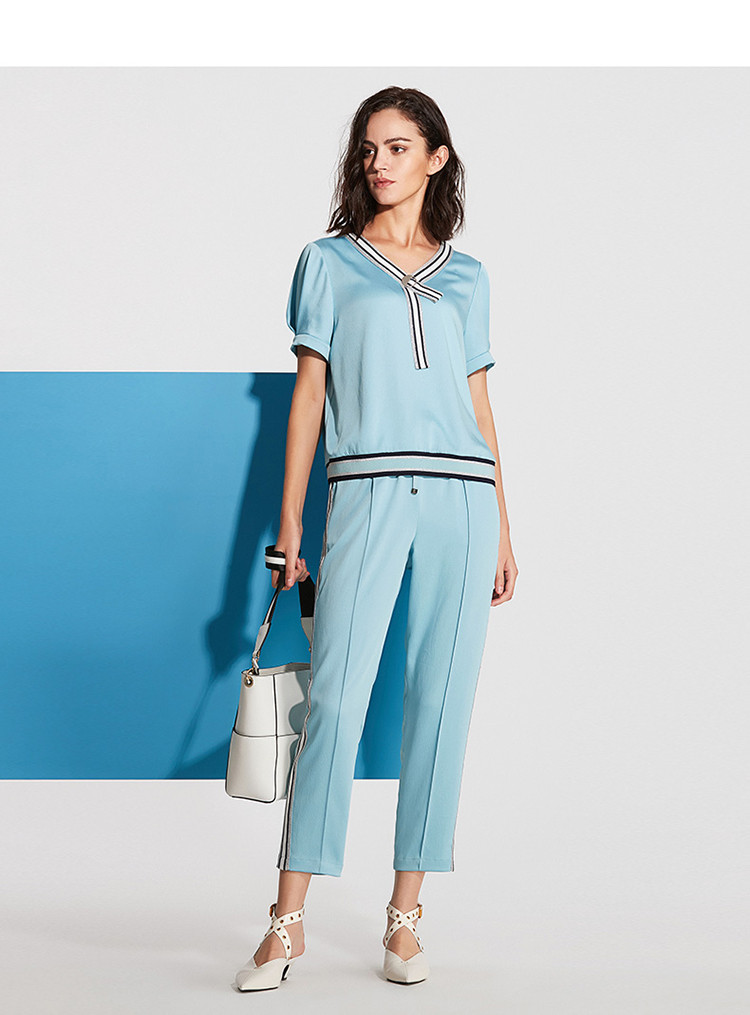 商场同款诗篇2018夏季新款休闲运动套装铅笔裤女裤