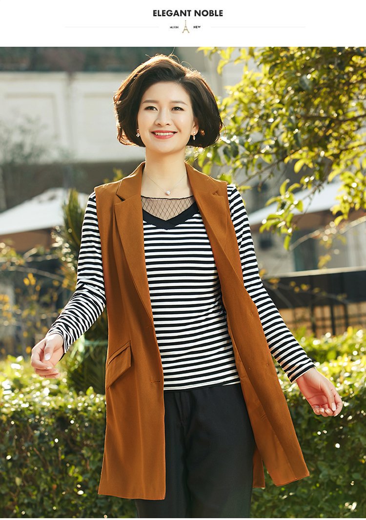 2018年春季新款条纹女装复古妈妈装三件套套装