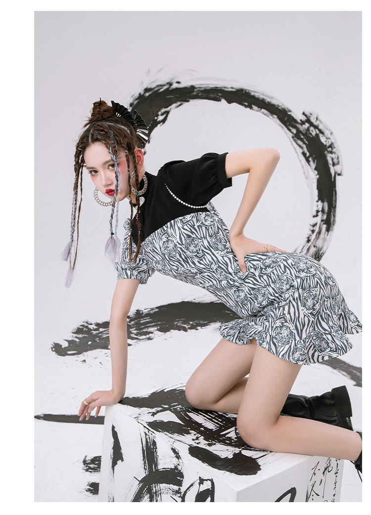 旗袍女夏2021年新款中国风国潮女装少女日常年轻款复古连衣裙