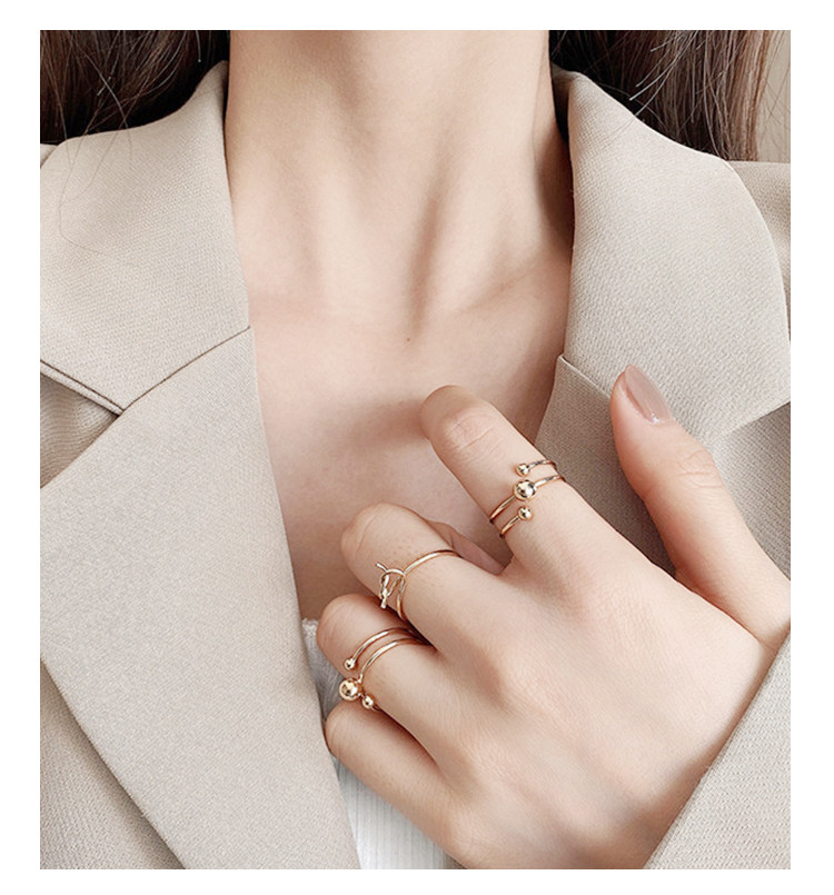 时尚三件套叠戴食指戒指女指环时尚无名指情侣对戒简约戒指女