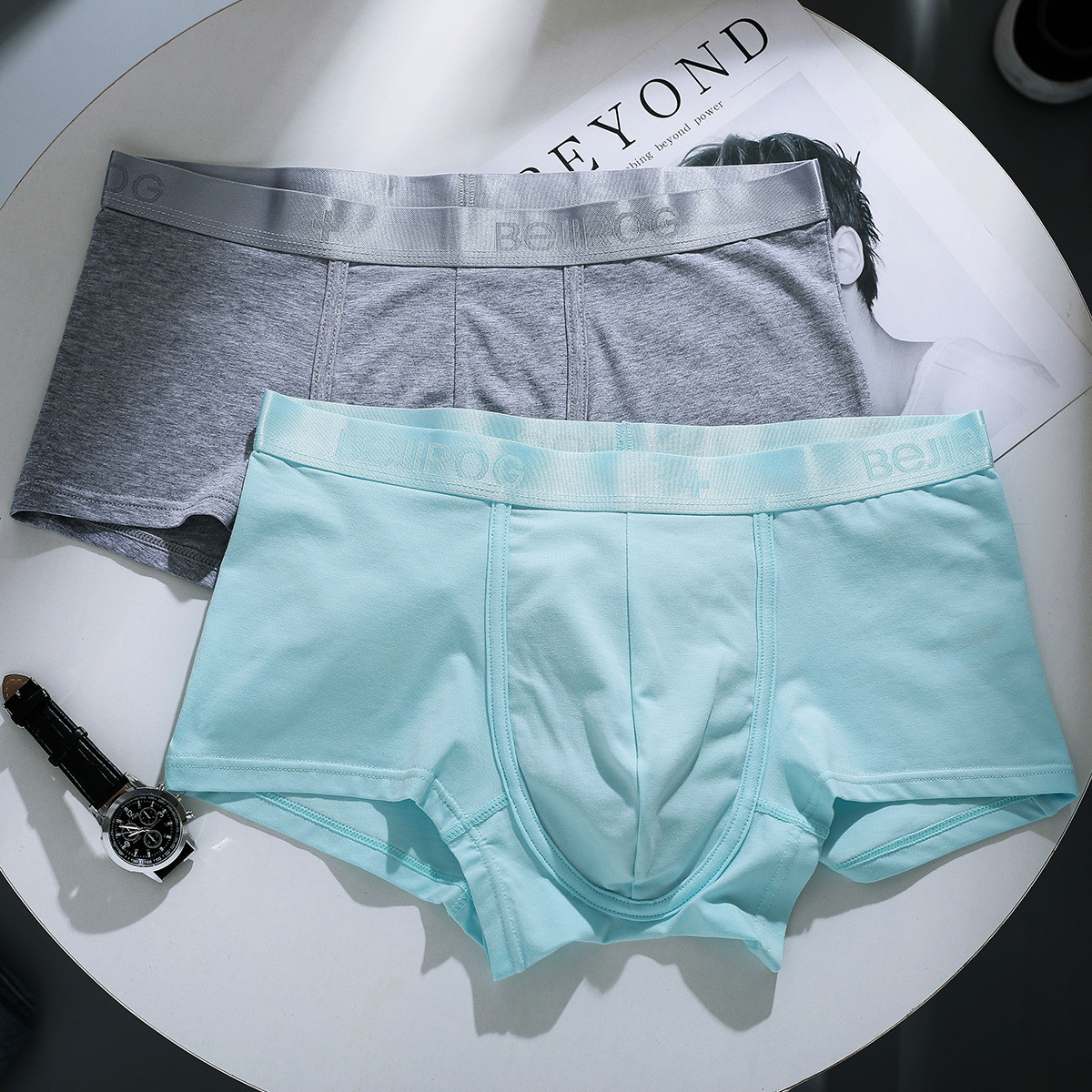 2条装 裆部抑菌 舒适透气 男士内裤男平角短裤男中腰四角裤