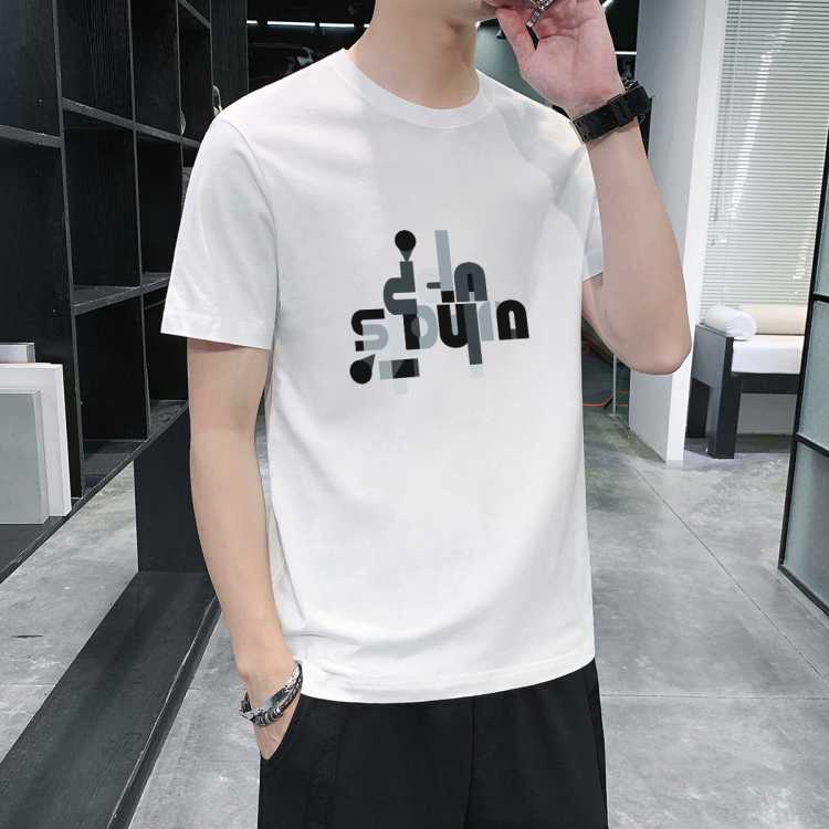 【爆款好货】100%棉夏季休闲舒适百搭字母潮流短袖男式T恤