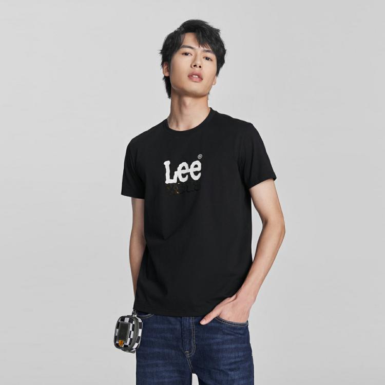 Lee 24早春新品标准版型镭射字母印花凉感男短袖t恤潮 In Black
