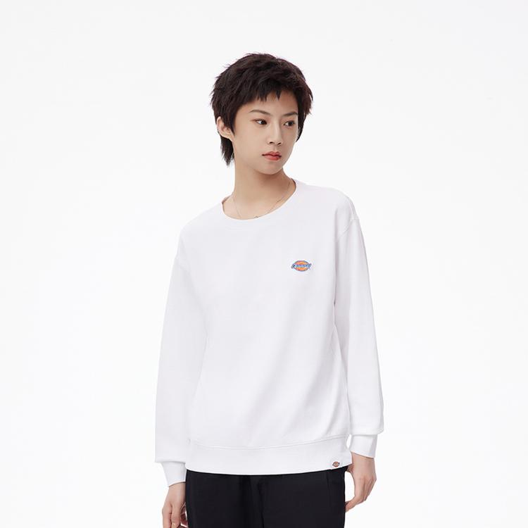 Dickies 秋冬  小牛领logo纯色休闲圆领上衣 In White