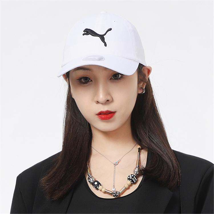 Puma 便携男女同款情侣帽遮阳帽出游棒球运动帽子 In White