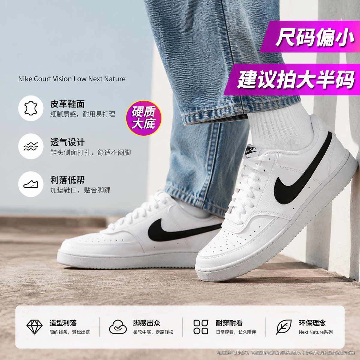 Nike NIKE COURT VISION LO NN低帮板鞋男鞋运动休闲鞋小白鞋户外耐磨