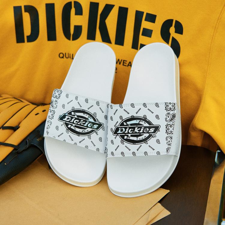 Dickies 【魔术贴粘扣】夏季一字拖腰果花可调节松紧静音男拖鞋 In White