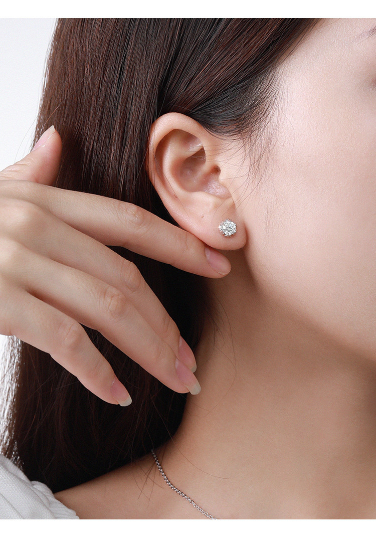 太阳花莫桑钻耳钉耳环女气质高级感银耳饰