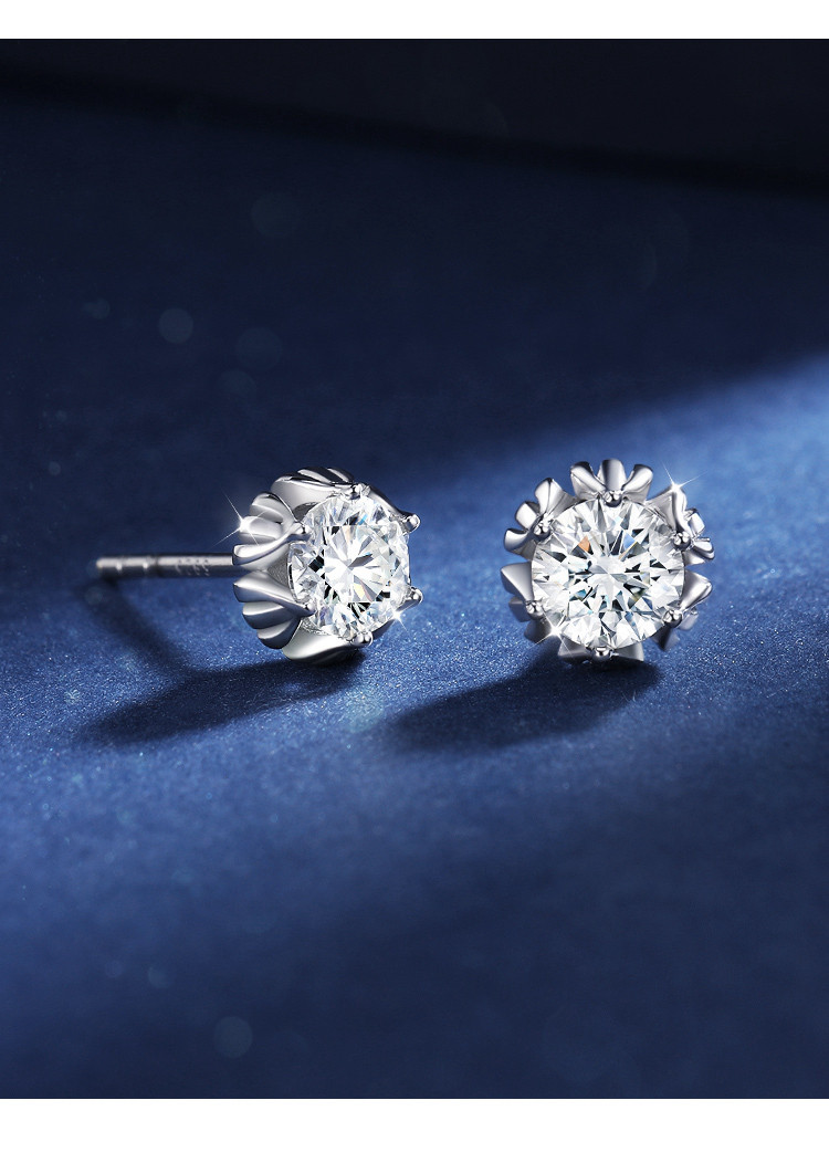 太阳花莫桑钻耳钉耳环女气质高级感银耳饰