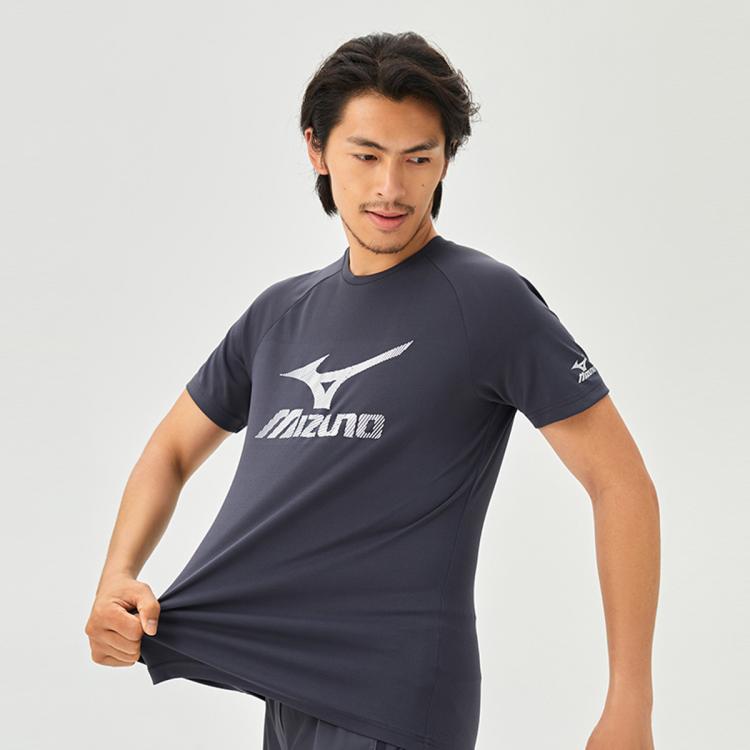 Mizuno 24年新款速干宽松薄款男女款运动短袖t恤essential In Blue