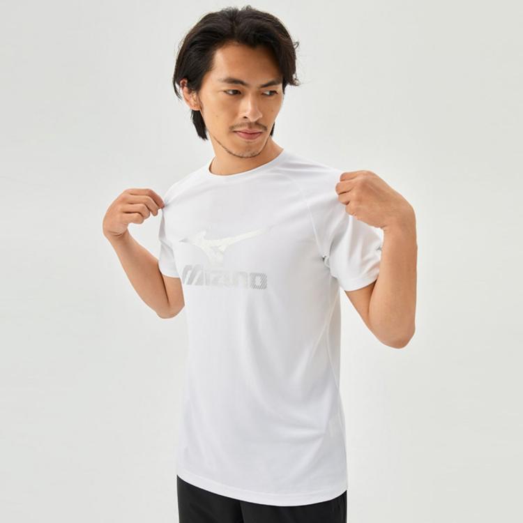 Mizuno 24年新款速干宽松薄款男女款运动短袖t恤essential In White