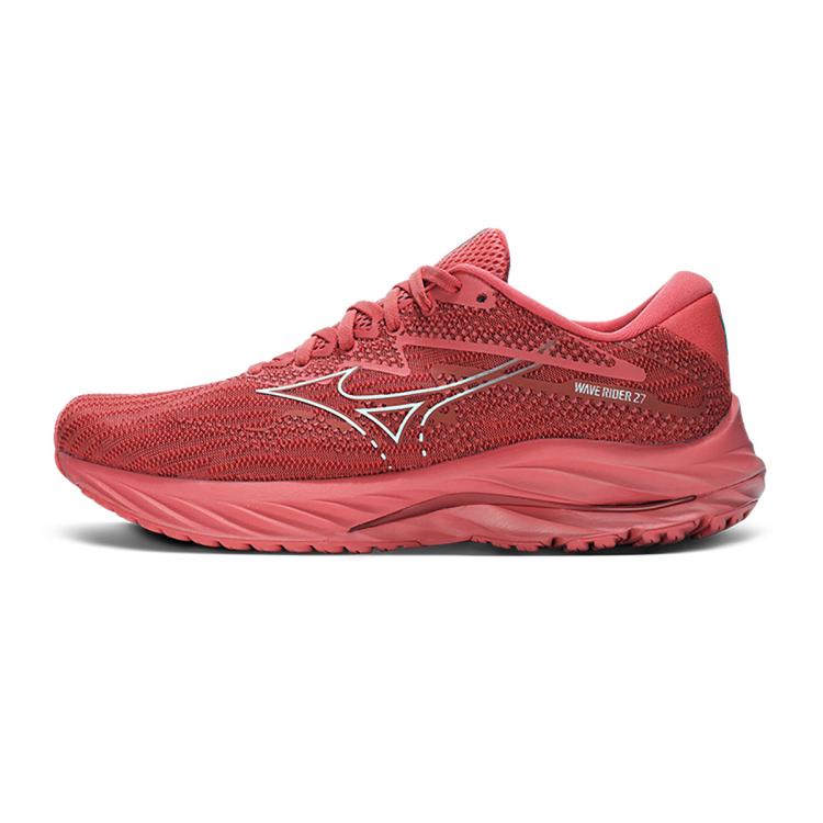 Mizuno 24新款缓震回弹稳定男女运动跑步鞋wave Rider 27 In Red