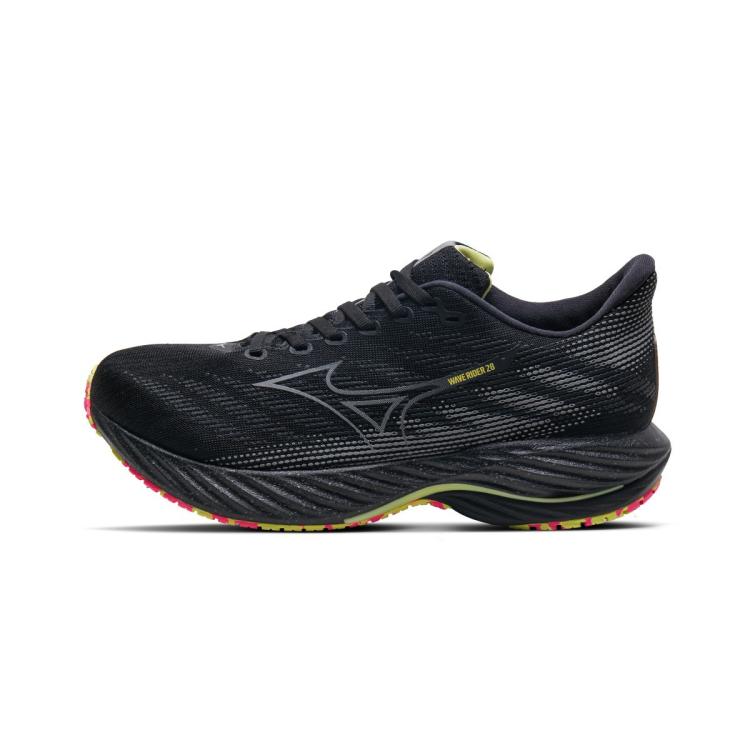 Mizuno 男女运动跑鞋缓震耐磨透气跑步鞋 Wave Rider 28 In Black