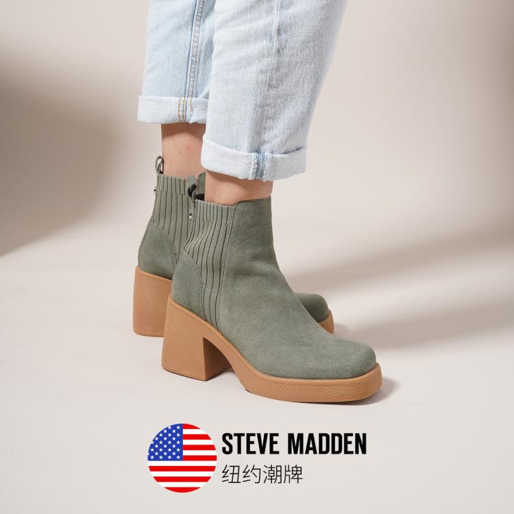 Steve Madden 【一脚蹬高跟靴】思美登23冬季新款切尔西靴短靴hustler In Gold