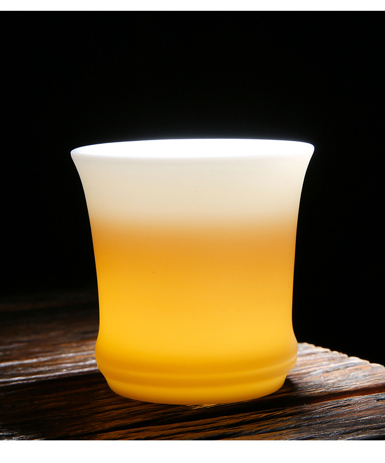 白瓷无釉手绘竹节品茗杯陶瓷杯水杯功夫茶杯子茶杯陶瓷主人杯单个