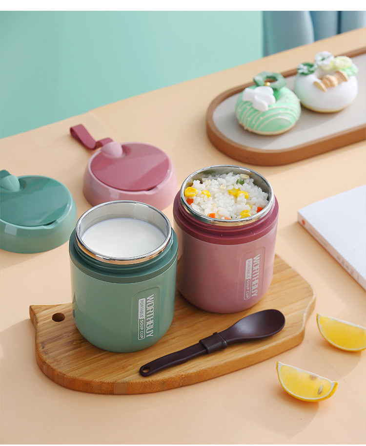 304不锈钢保温汤杯大容量餐杯牛奶燕麦早餐杯密封便携保温水杯