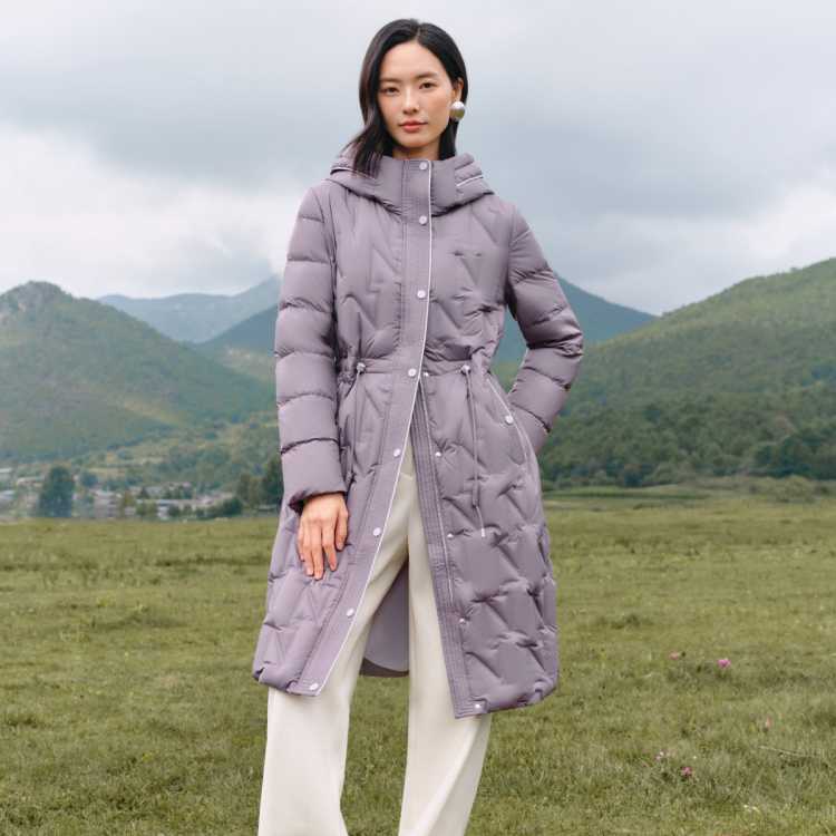 娜尔思 【95鹅绒】时尚修身透气中长款羽绒服女冬