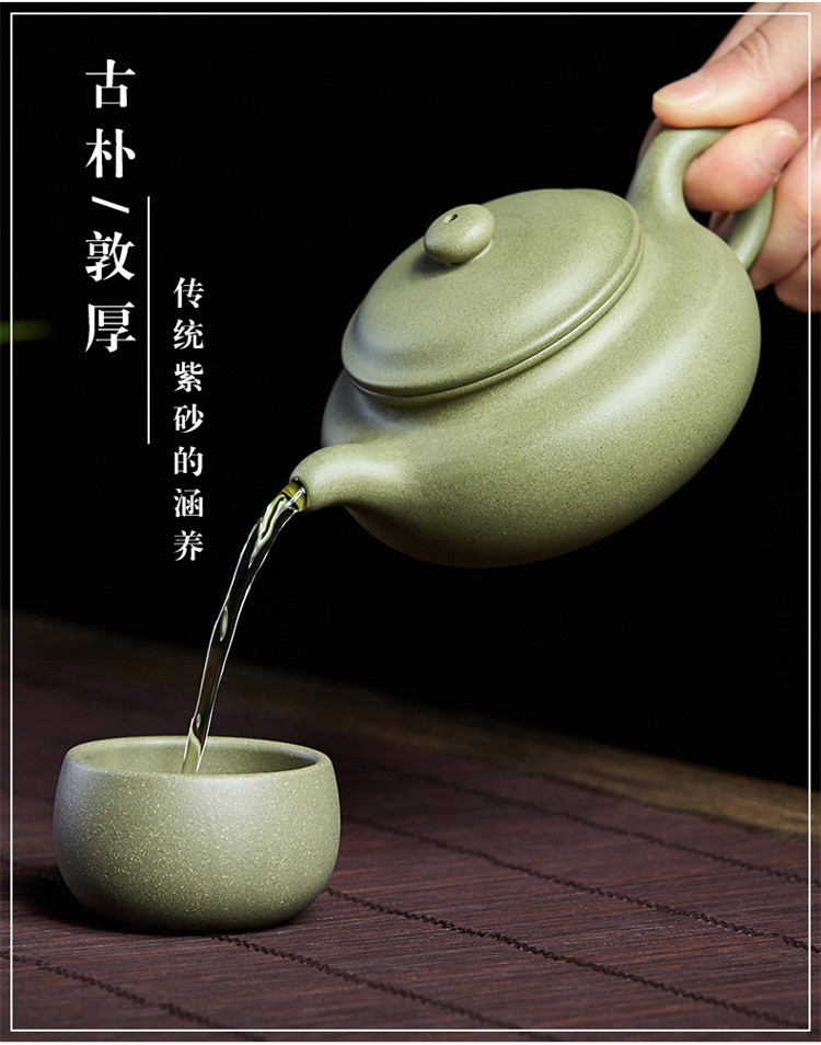 豆青泥仿古壶宜兴紫砂壶全手工功夫茶具泡茶壶