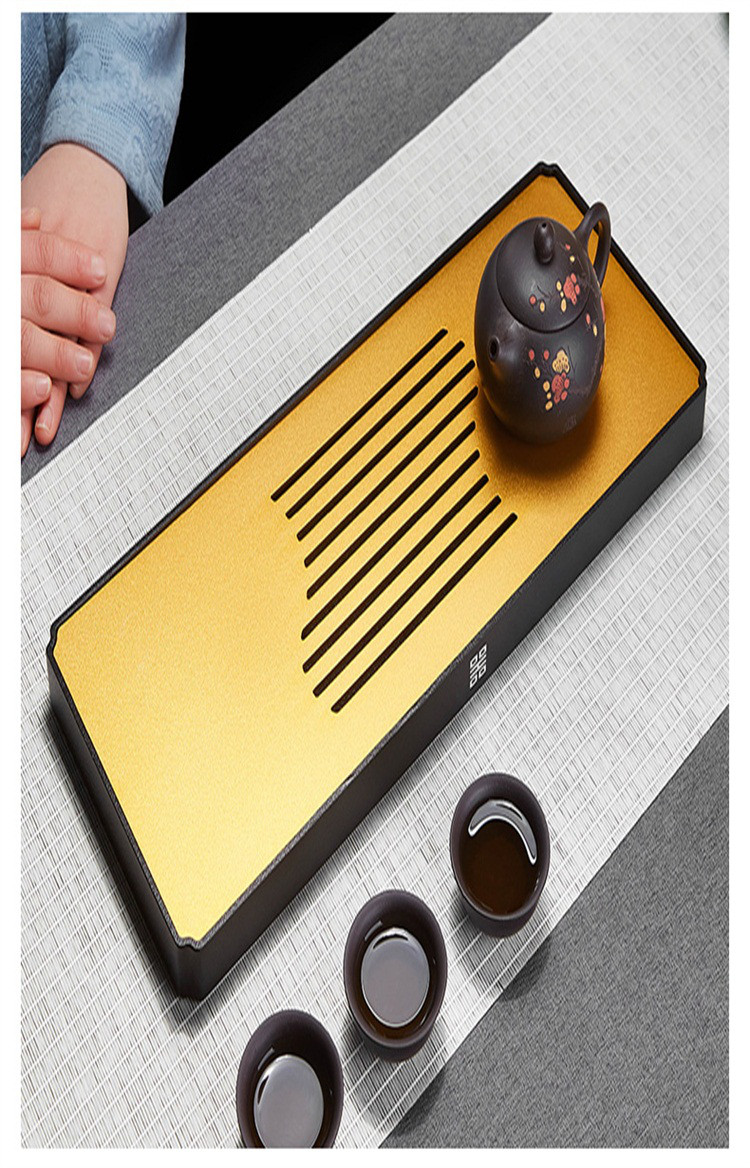 功夫茶具家用茶盘干泡台蓄水式沥水茶台金属茶盘茶桌托盘