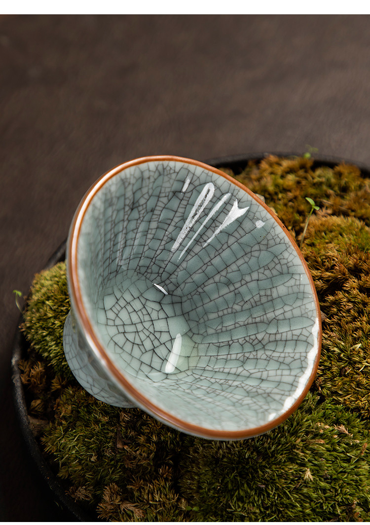 哥窑主人杯单杯陶瓷品茗杯大号个人杯开片哥瓷茶具高档茶盏茶杯