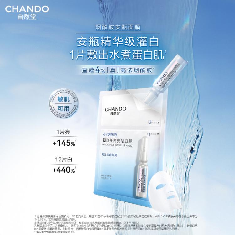 自然堂 【美白提亮】4%烟酰胺娇颜面膜20片淡斑补水粉琉璃祛斑去斑