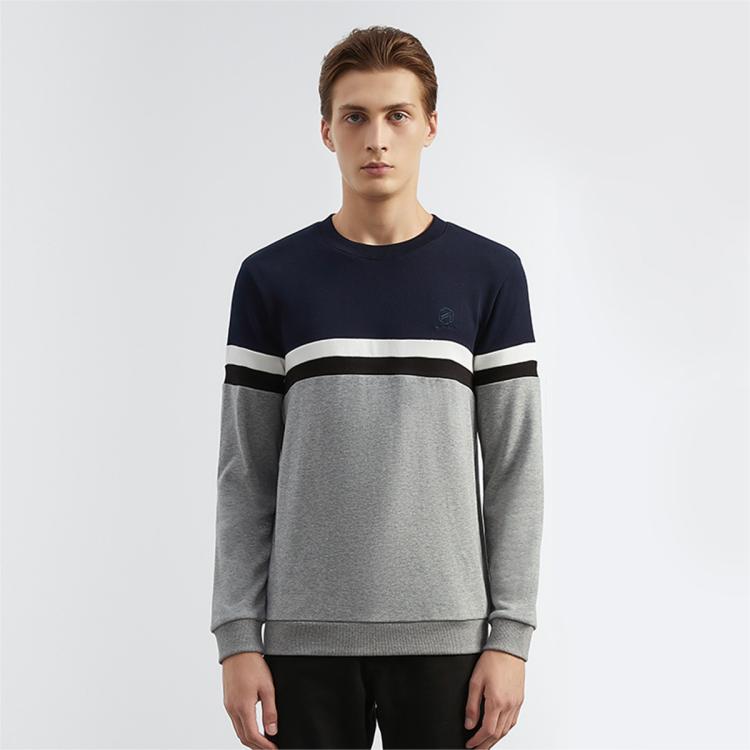 DANIEL HECHTER 【100%棉】法国丹尼爱特圆领卫衣套头条纹撞色男士长袖T恤