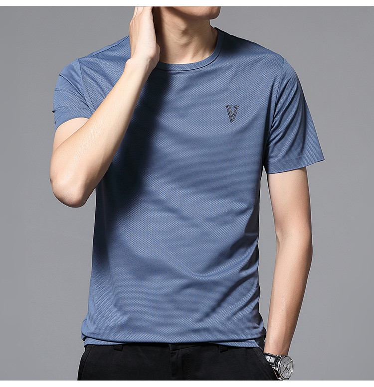 【网眼空调衫】夏季男式运动短t圆领弹力透气冰爽男士t恤短袖