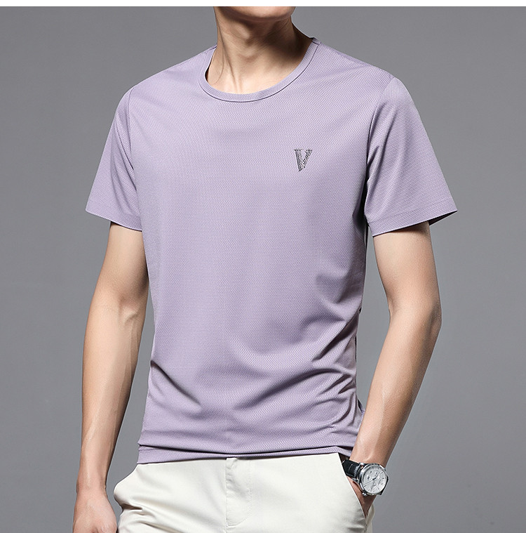 【网眼空调衫】夏季男式运动短t圆领弹力透气冰爽男士t恤短袖