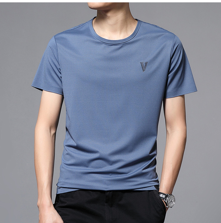 【网眼空调衫】夏季男式运动短t圆领弹力透气冰爽男士t恤短袖
