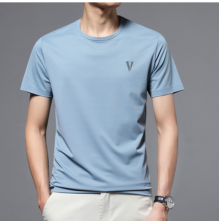 【网眼空调衫】夏季男式运动短t圆领弹力透气冰爽男士t恤短袖