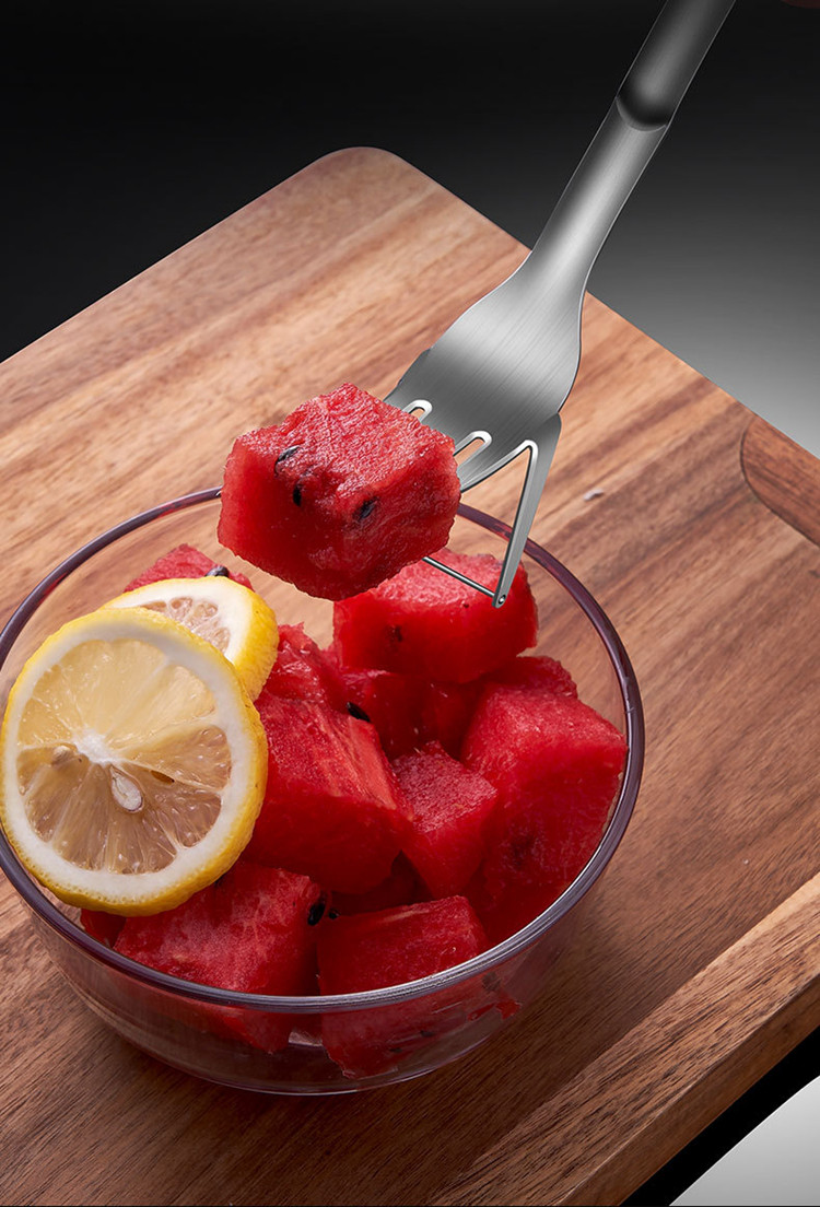 2个装水果叉304不锈钢创意切西瓜多功能果叉水果切块水果叉子