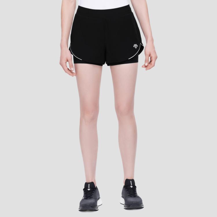 Descente 迪桑特 Womens Running系列女子梭织短裤 In Black