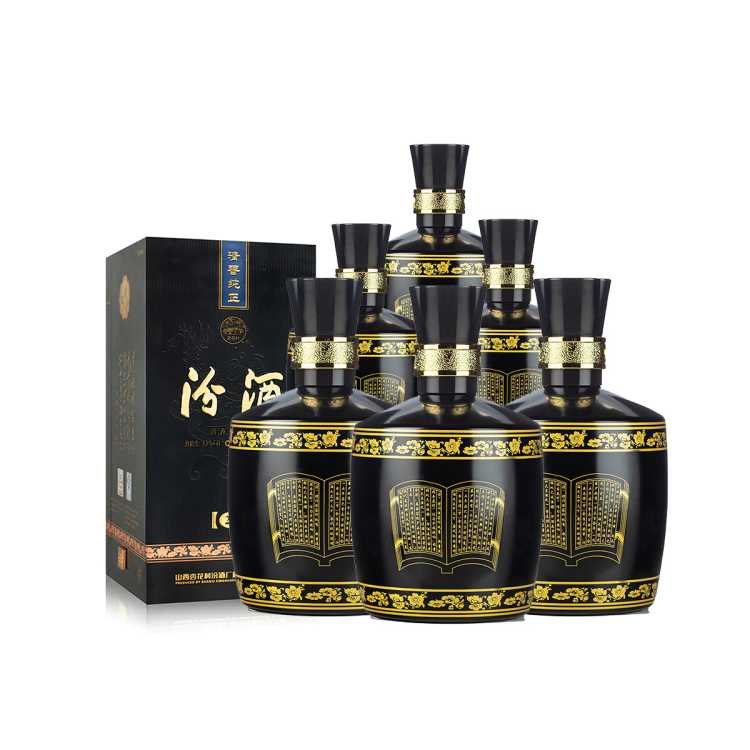 山西杏花村53度金奖黑坛20白酒清香型475mL*6瓶整箱