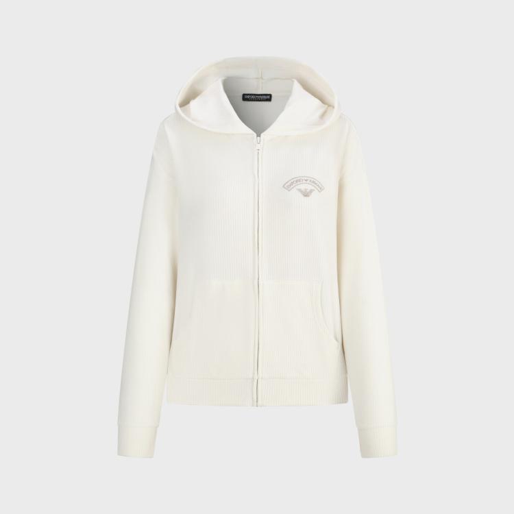 Emporio Armani 2023年秋冬新品 阿玛尼女式刺绣小logo百搭外套 In White