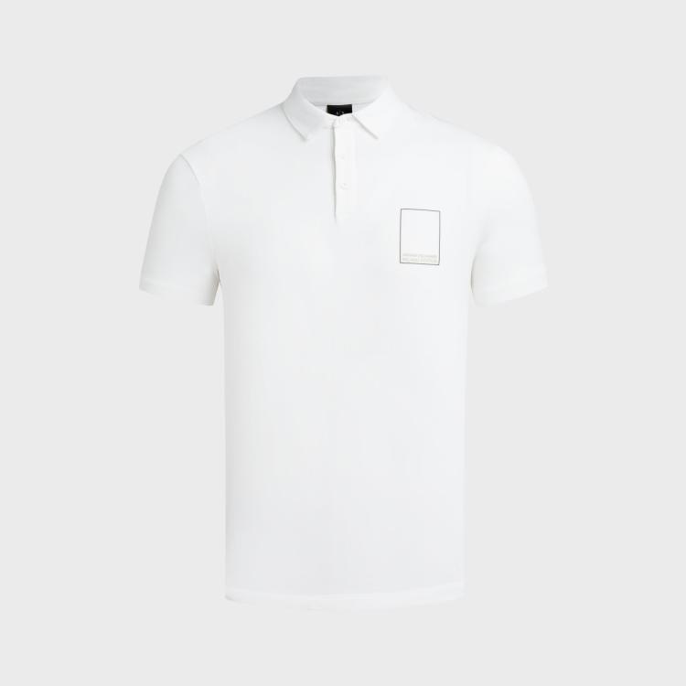 Armani Exchange Ax  2024年春夏款 阿玛尼男式简约时尚日常休闲百搭polo衫 In White