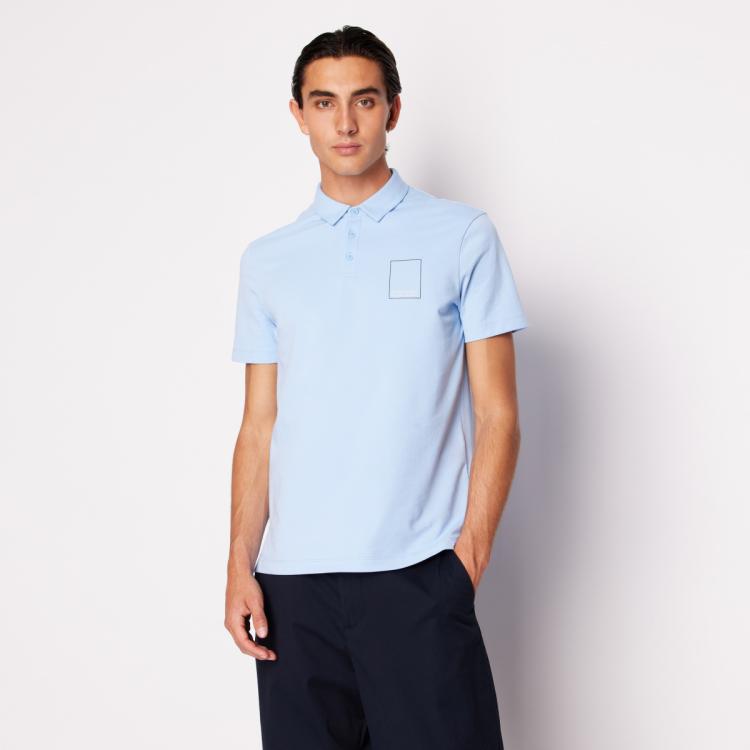 Armani Exchange Ax  2024年春夏款 阿玛尼男式简约时尚日常休闲百搭polo衫 In Blue