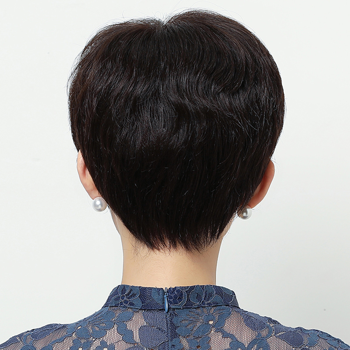 假发女真发中老年女士短发全头套遮白发送妈妈假发自然假发套