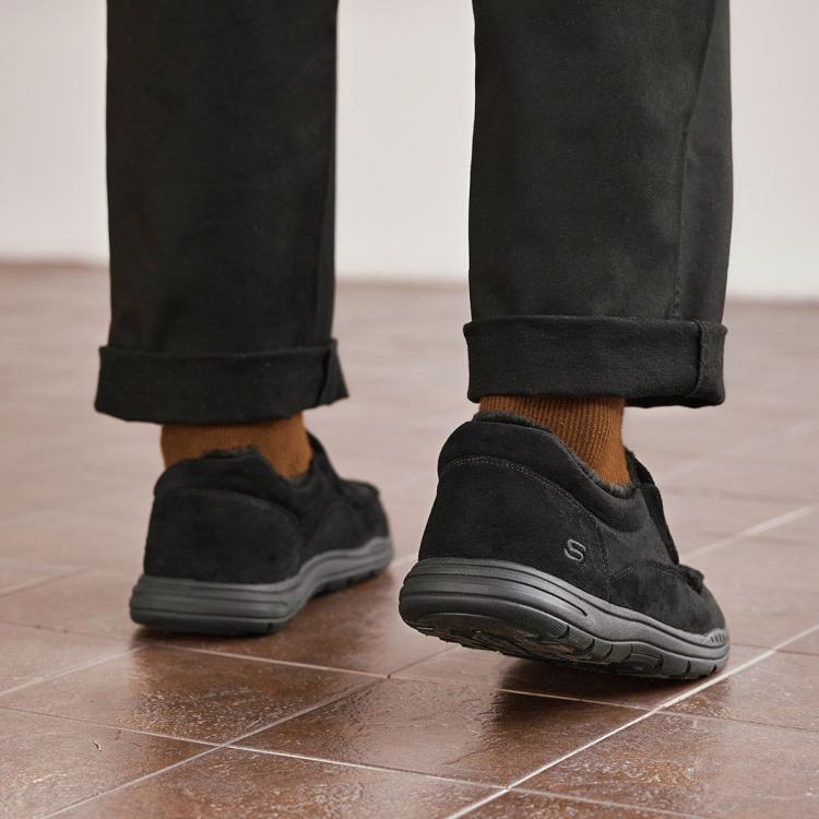 斯凯奇 【御寒保暖】男鞋户外加绒保暖一脚蹬男士休闲鞋轻便爸爸鞋冬季