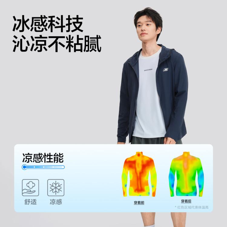 斯凯奇 【户外防晒衣】夏季薄款男式防晒服健身跑步服运动外套男防晒衣