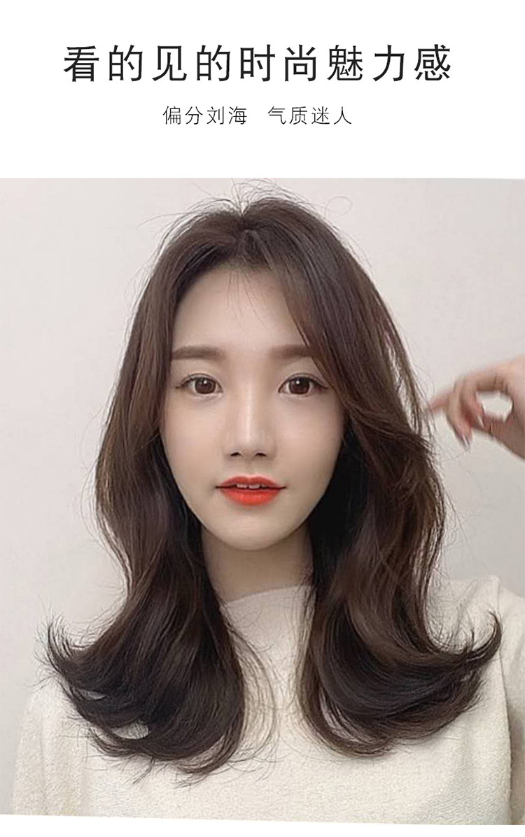 假发女短发自然全头套网红圆脸短卷发外翻韩式发型大波浪中长发套