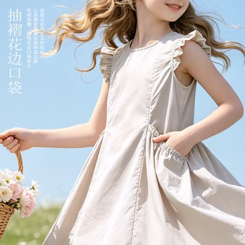迪士尼 【100棉】女童连衣裙儿童裙子纯棉夏季薄款大童女孩公主裙 图片 4
