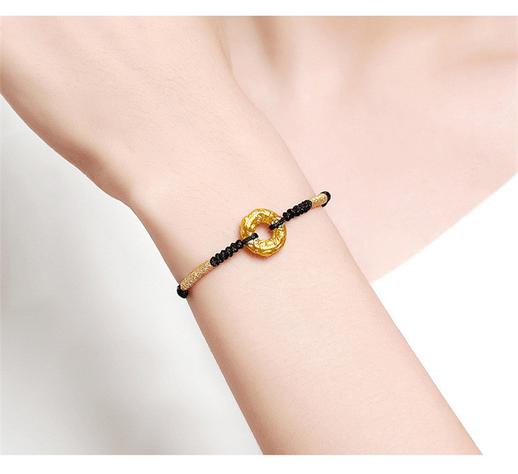 黄金貔貅平安扣转运珠999足金男士情侣手链女送女友礼物