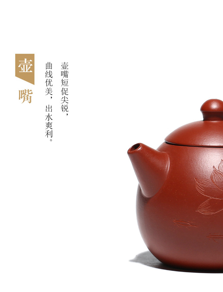《荷趣龙蛋》正宗宜兴紫砂壶原矿名家李海燕刻绘小容量茶壶礼盒装