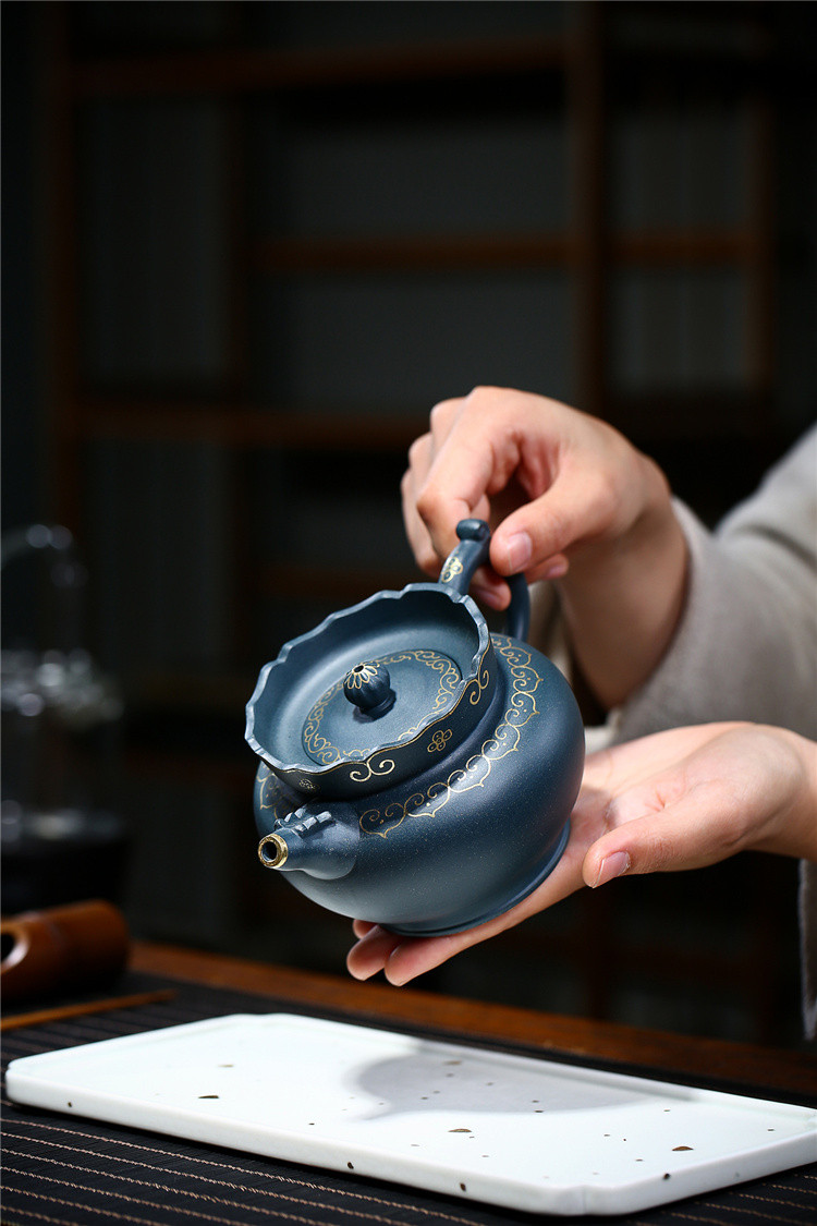 《僧帽》正宗宜兴紫砂壶国助工李玲手工原矿天青泥紫砂茶壶养生壶