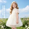 迪士尼 女童夏季中国风汉服裙中大童透气碎花连衣裙儿童泡泡袖收腰礼服裙 图片 4