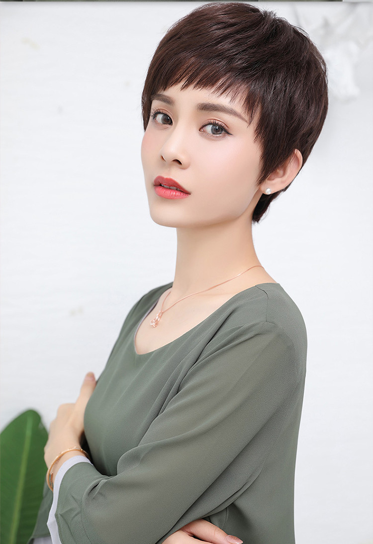 假发女短发全头套中老年款式圆脸短卷发自然蓬松气质发套